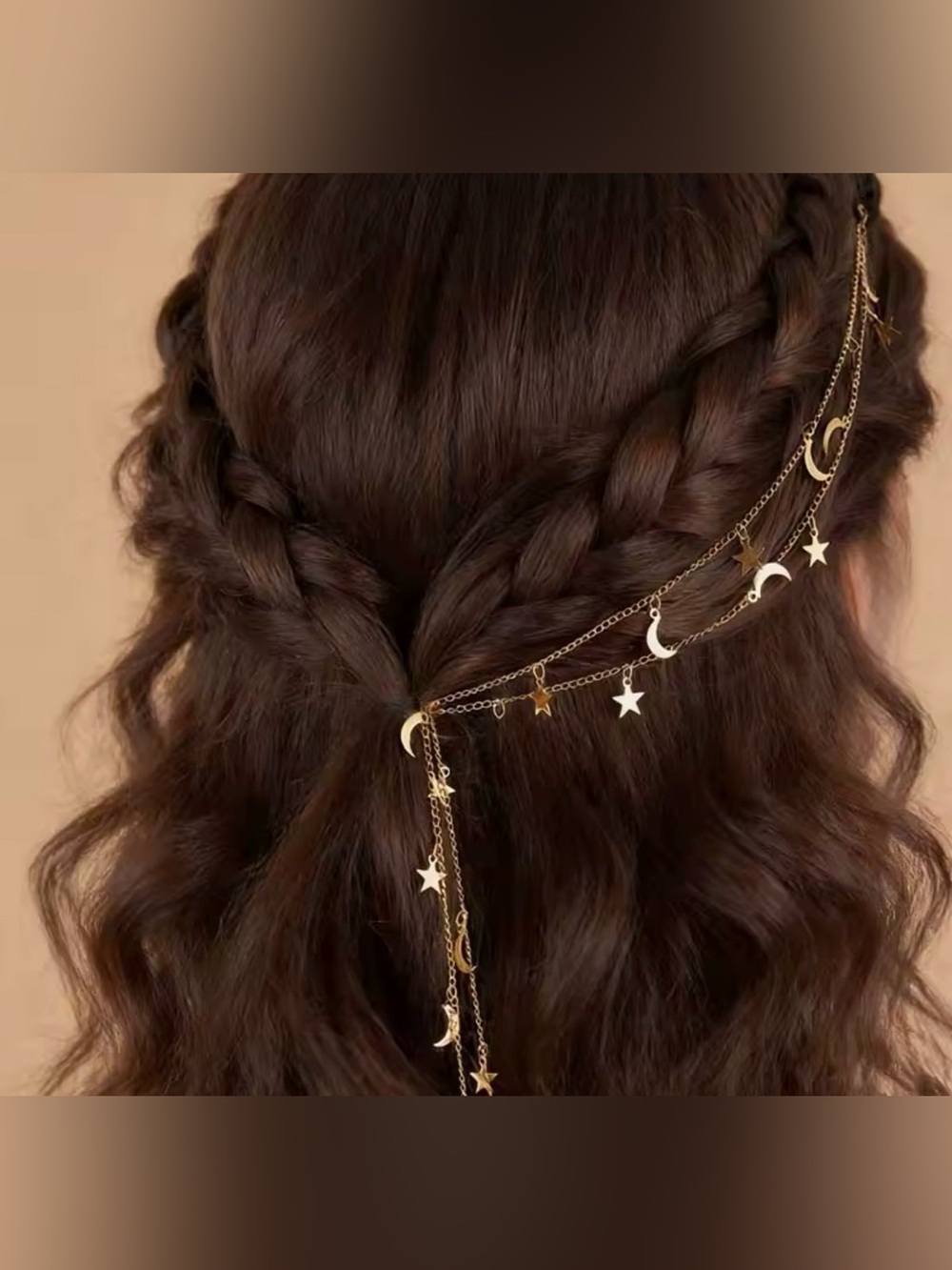 Gold Moon & Star Layered Hair Accessories Hair Brooch Pin